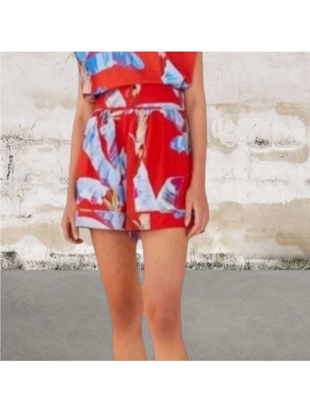 Farm Rio $140 Sweet Jungle Ananas Red Linen Blend Shorts Small NWT